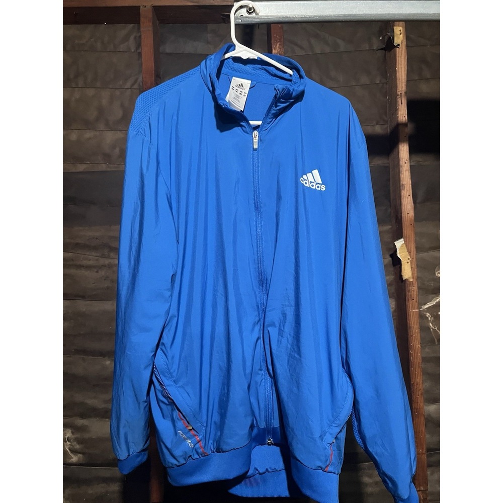 Adidas Formotion Blue Track Jacket Men's L Full Zip Windbreaker Athletic